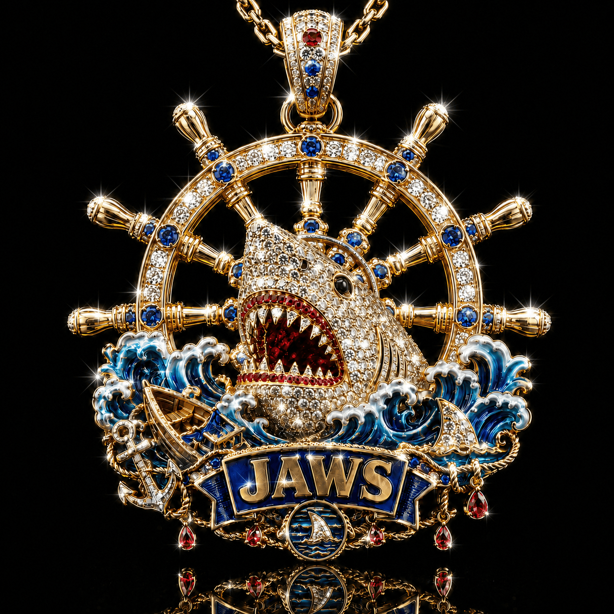 JAWS Solid Gold Chain with Diamond Pendant PDL
