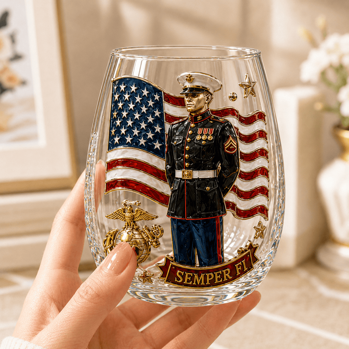 Premium USMC Stemless Wine Glass Set TTTT